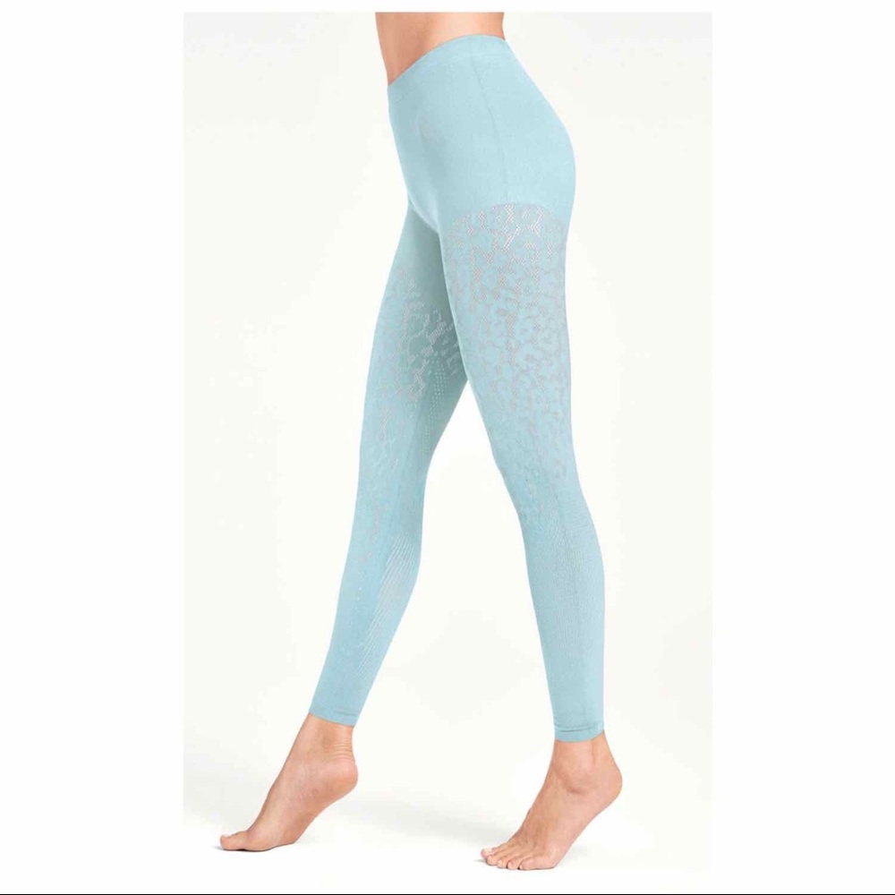 Wolford baby blue cheetah net leggings
